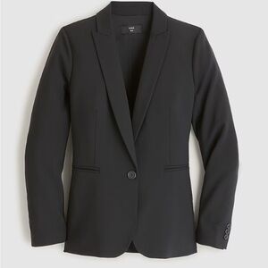 J.Crew Tollegno 1900 Italian Stretch Wool Black Blazer Size 2 Tall